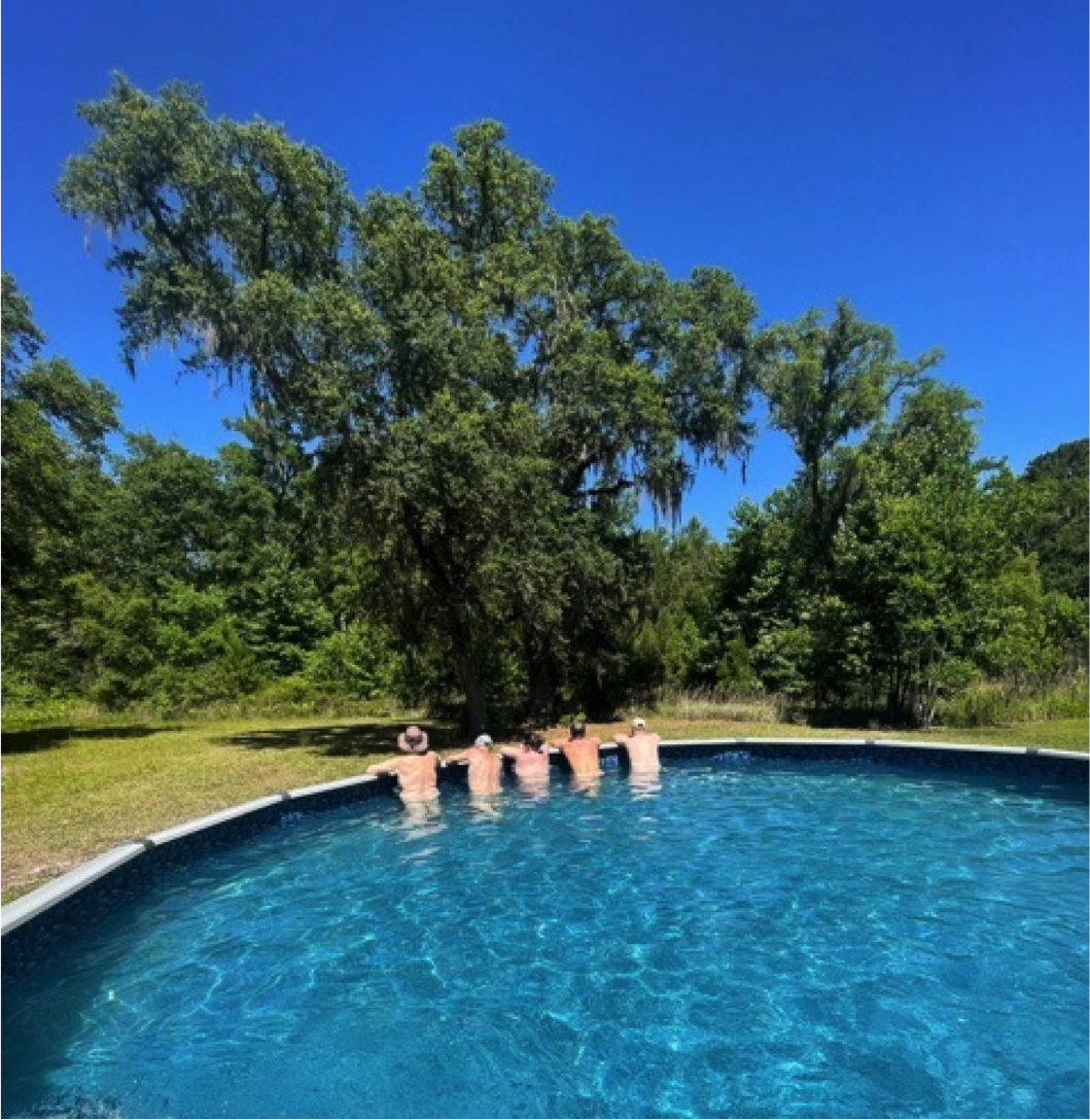 enjoying the pool